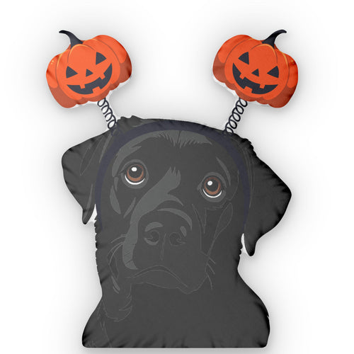 Black Lab Halloween Pillow